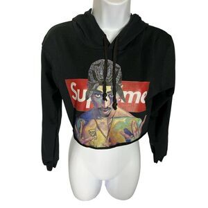 Celebrity‎ Style Tupac Graphic Cropped Supreme Hoodie Women’s Size Small